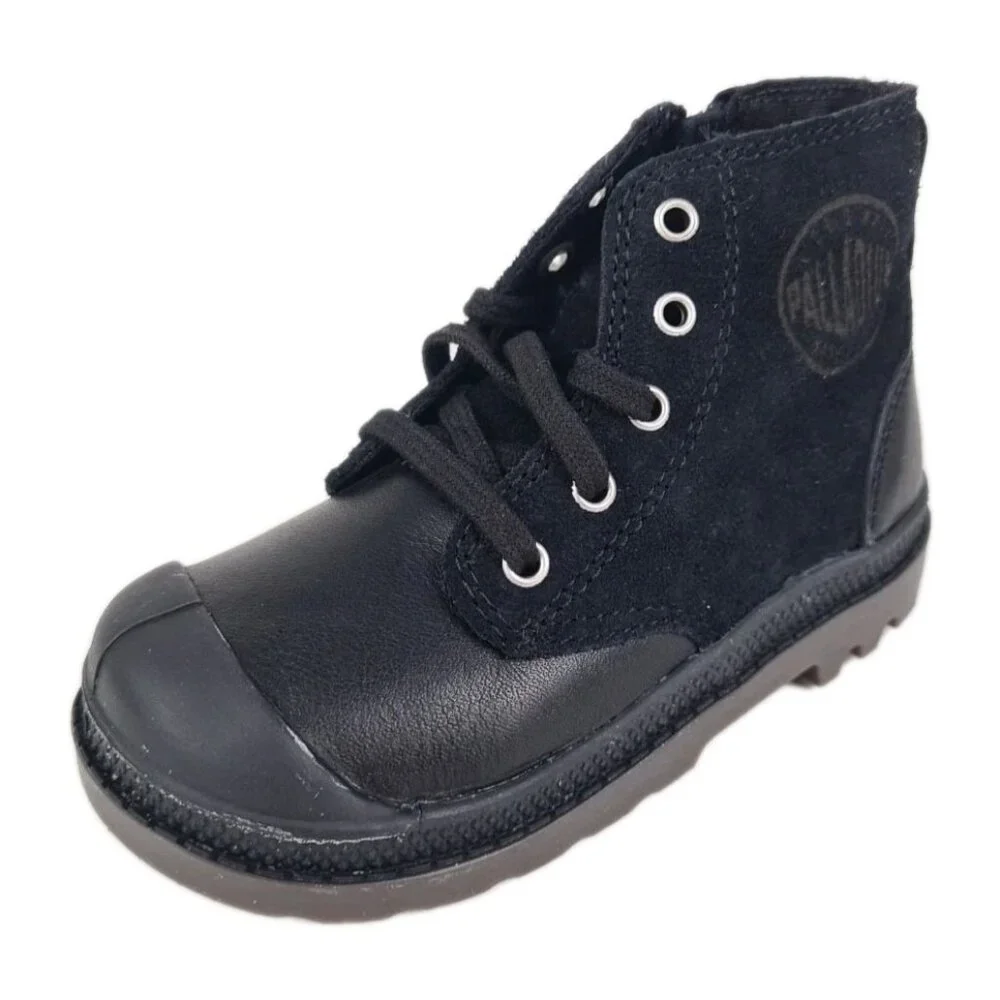 Palladium Pampa Hi Infants Toddler Boots Black Dark Leather